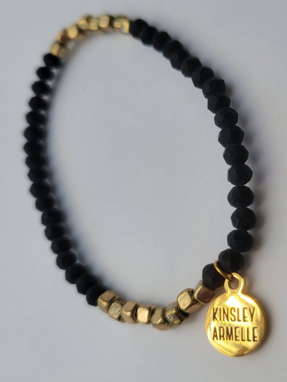 Kinsley Armelle Arella Collection Coal Bracelet Gold Ionized "New" W/Velvet Bag